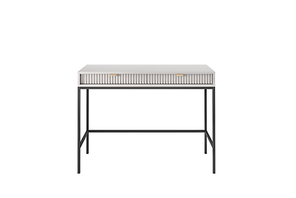 Coiffeuse : 2 tiroirs, gris, noir, 104 x 78 x 50 cm