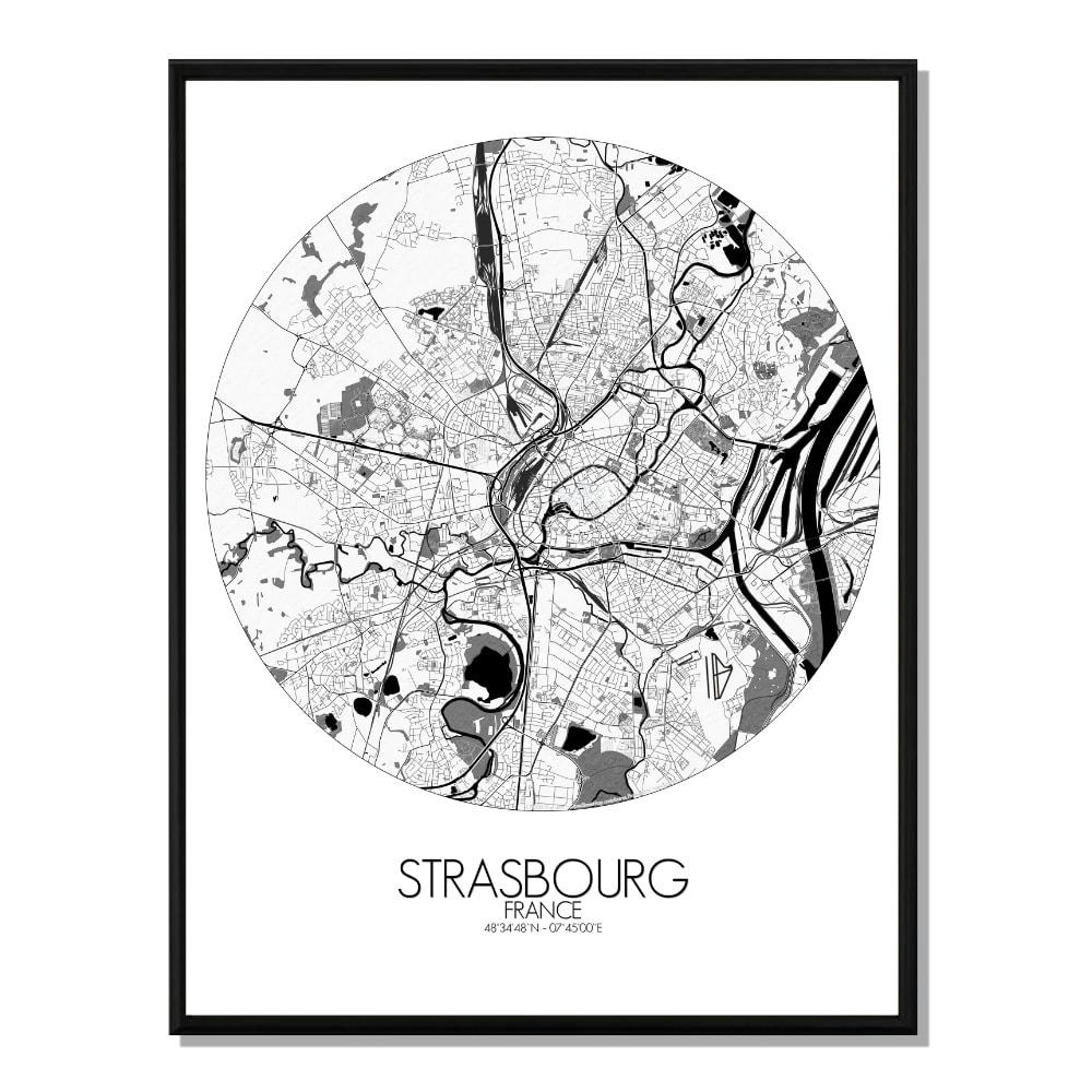 - Affiche Strasbourg Carte ronde 40x50