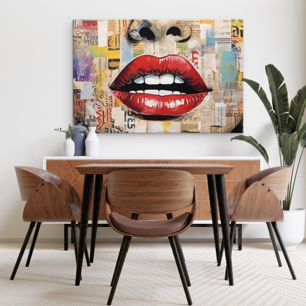 Obraz Ścienny Czerwone Usta W Stylu Pop-Art 30x20cm