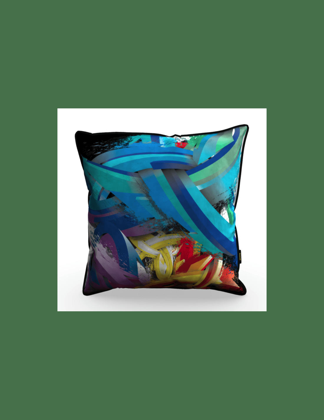 COUSSIN DÉCO - Coussin garni en velours imprimé Traits Arc-en-ciel