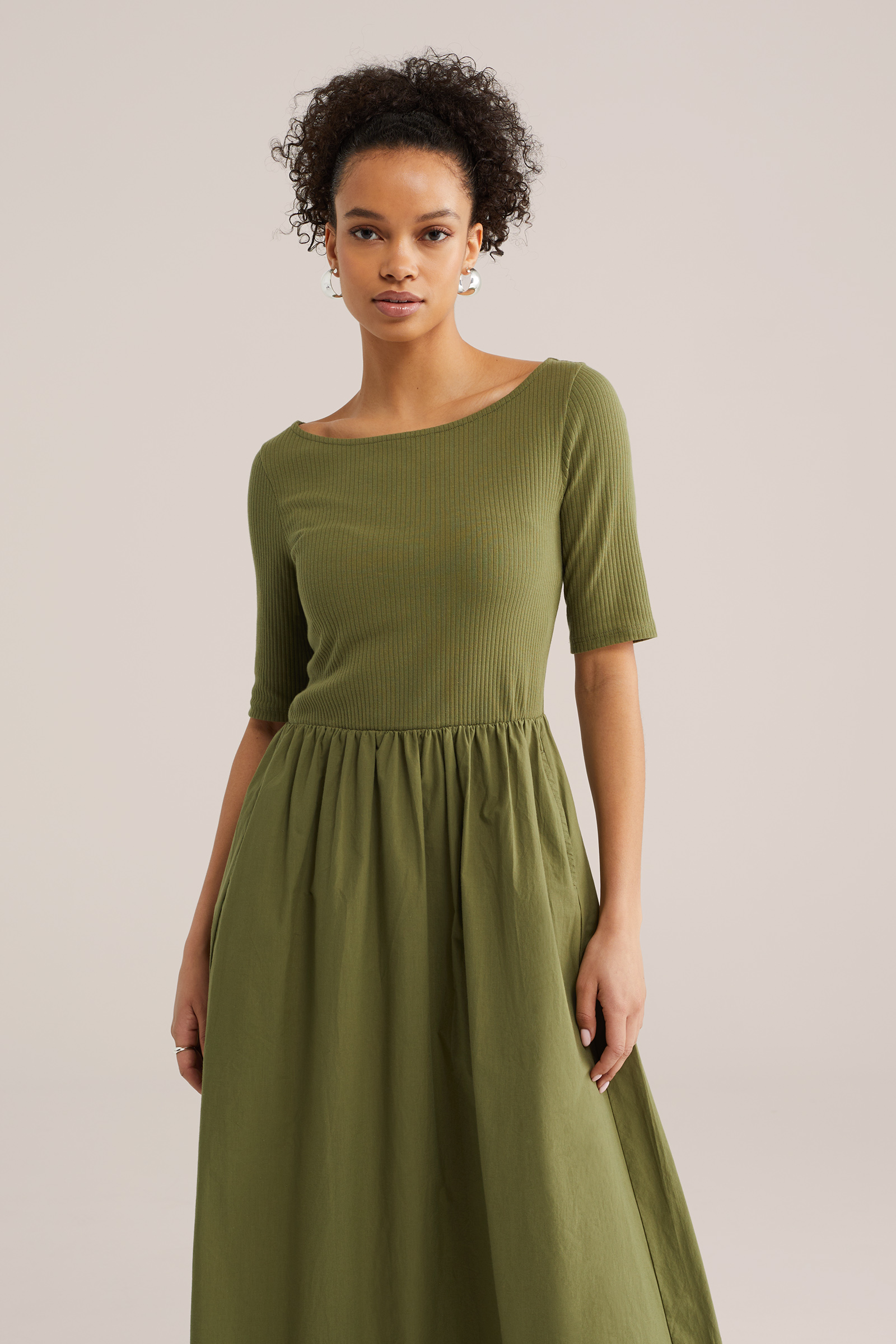 Dames Maxi jurk met top van ribstof