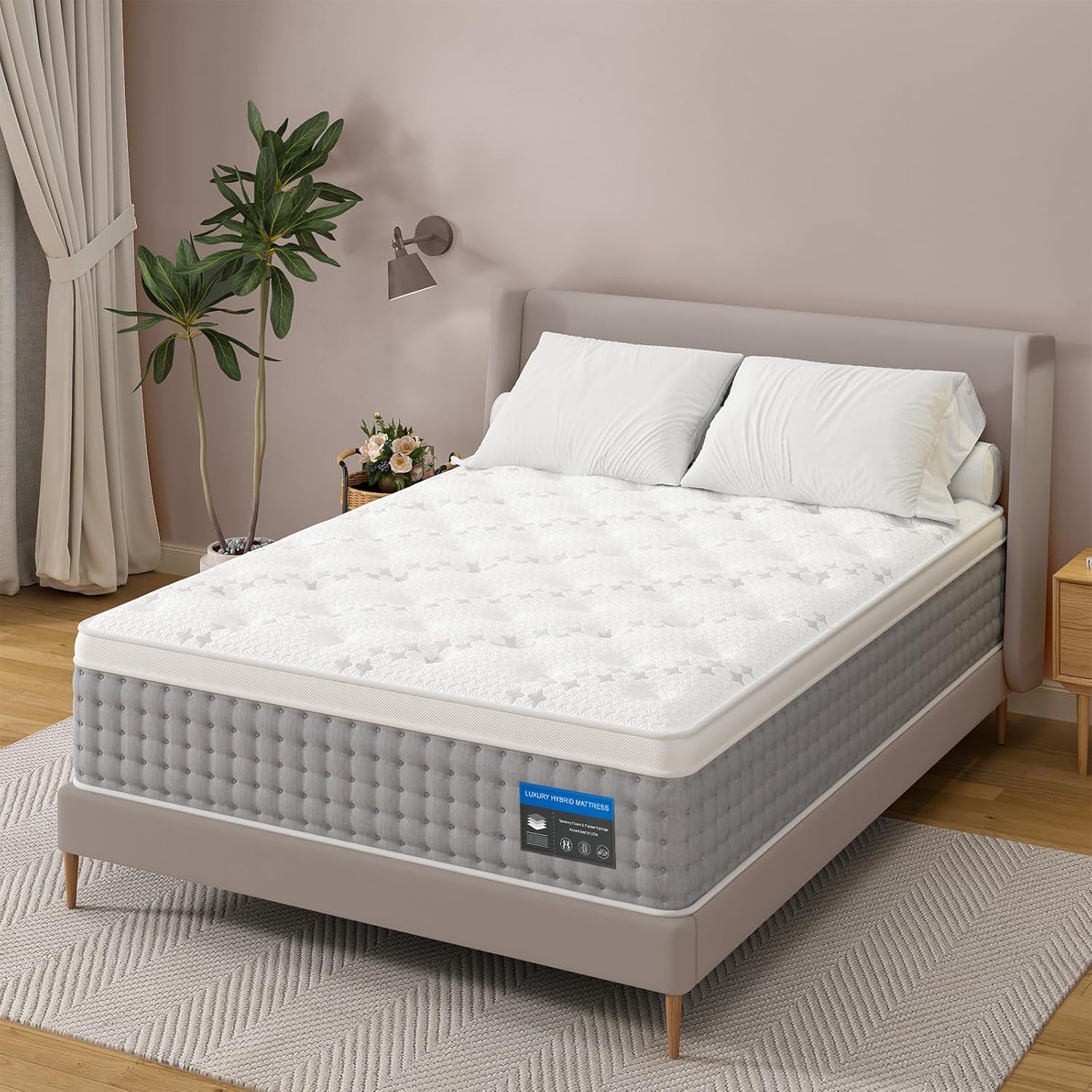Sleepmax King Mattress 14 Inch - Hotel-Collection Hybrid Mattress Pain Relief - Extra Lumbar & Hip Support - Cooling Gel Bed in a Box Spine Alignment - CertiPUR-US, Fiberglass-Free, 365-Night Trial
