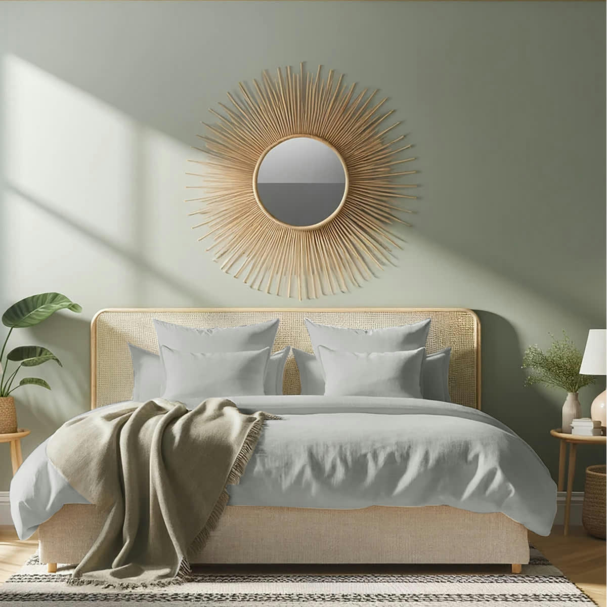 JULIA - Taie d'oreiller (x2) satin de coton  50x70 gris clair