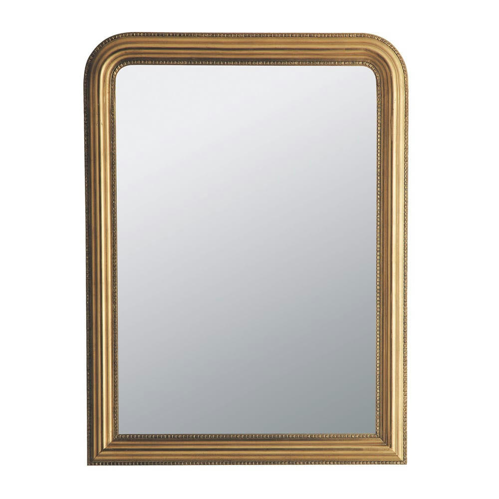 CELESTE - Miroir rectangulaire à moulures en bois de paulownia doré, 90x120