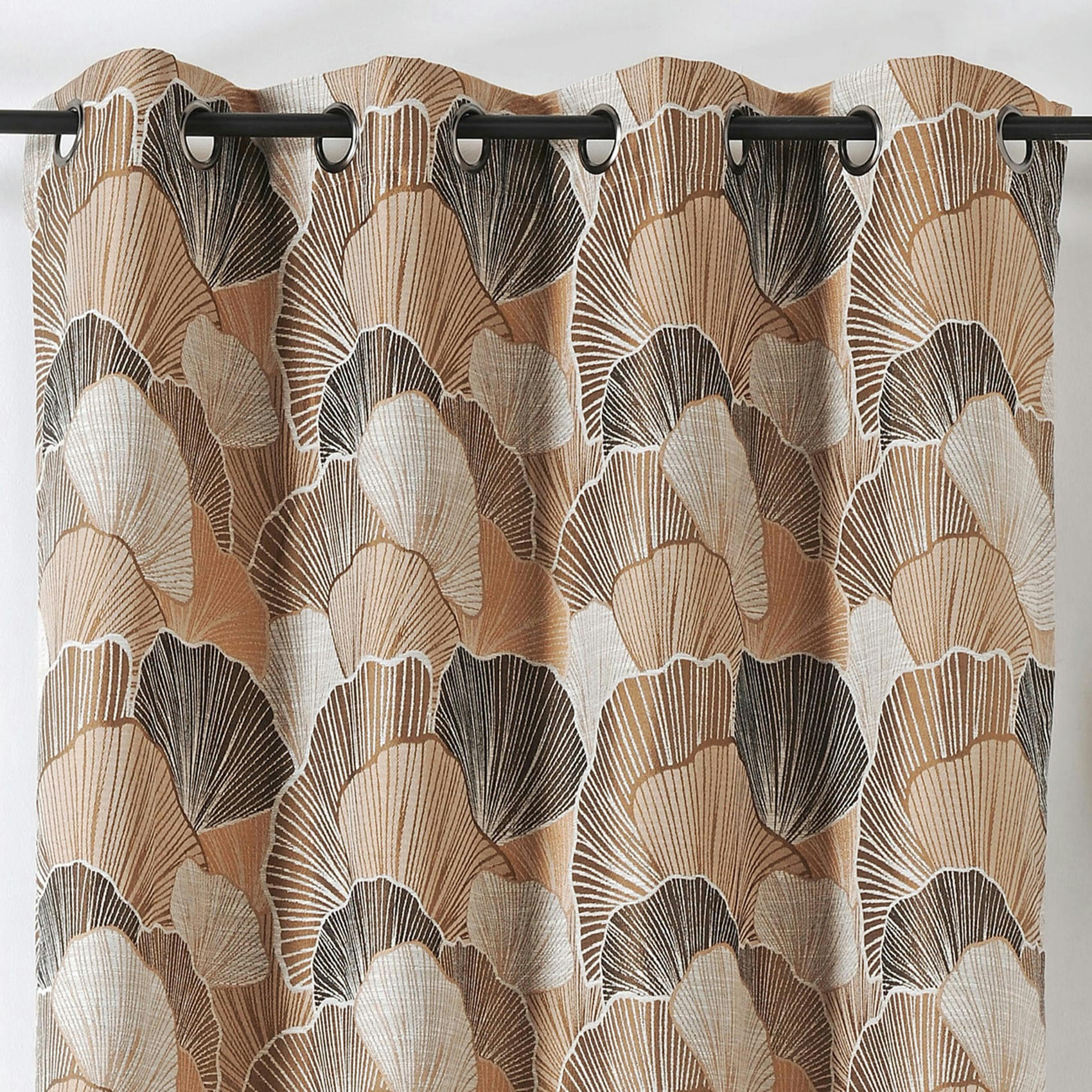 - Rideau imprimé pétales de fleurs polyester cuivre 135x240 cm