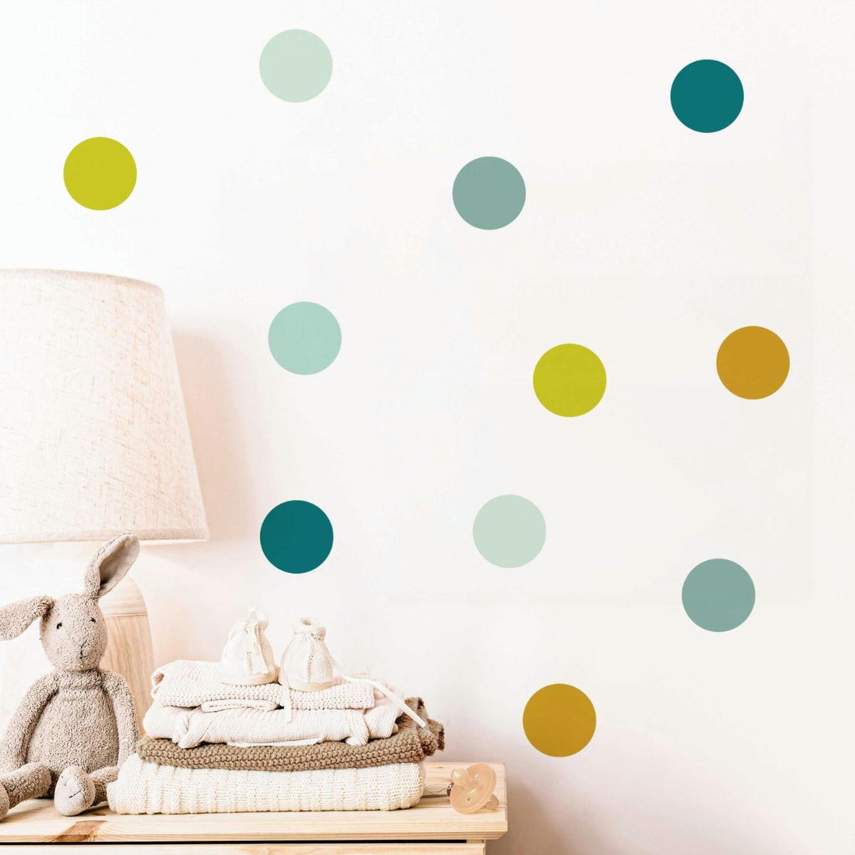 CIRCLES2 - Stickers mureaux en vinyle rondes vert et moutarde