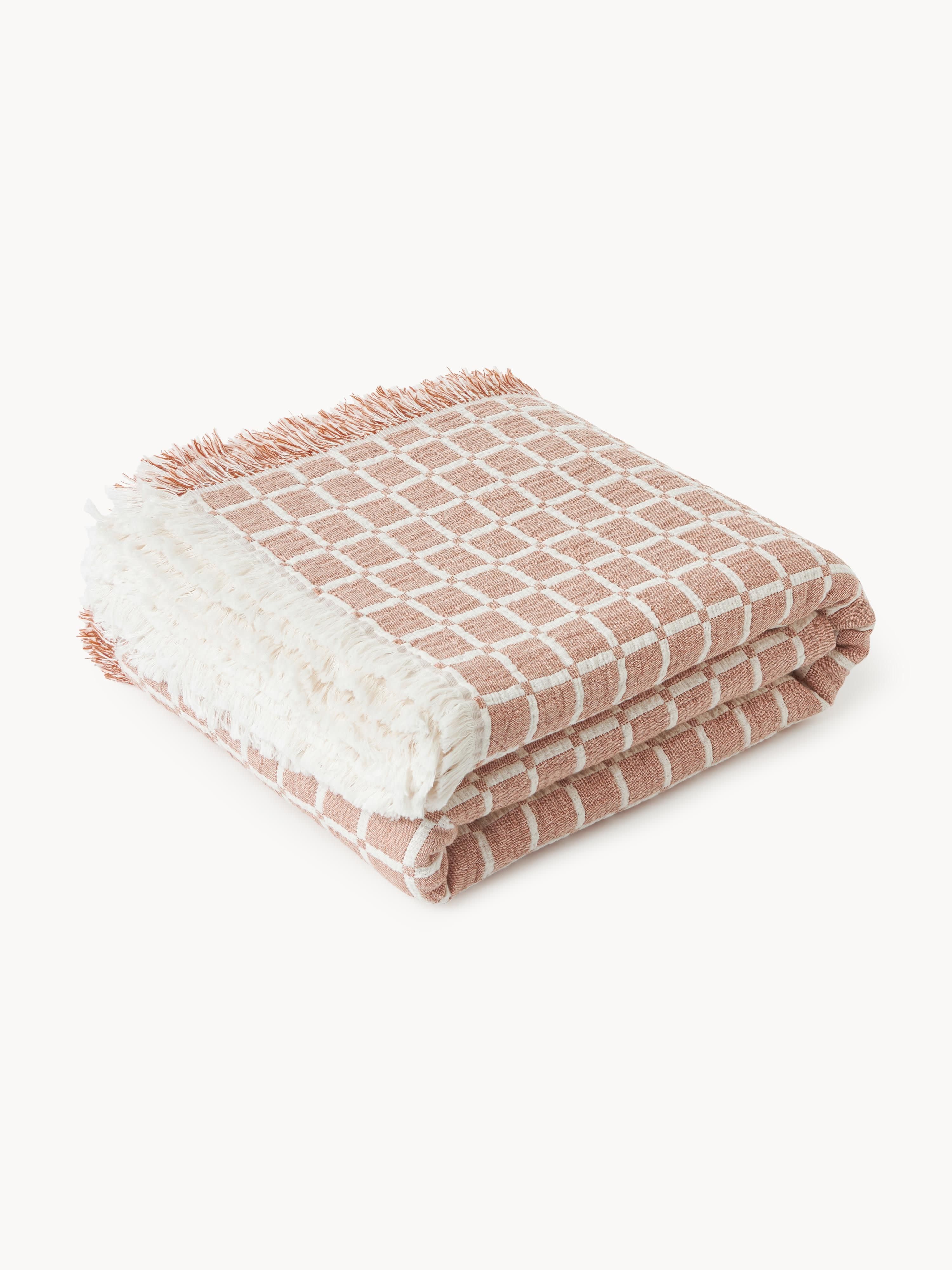 Gewaschene Musselin-Tagesdecke Ronia mit Fransen