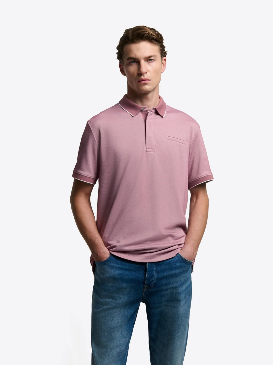 Polo col boutonné maille chinée
