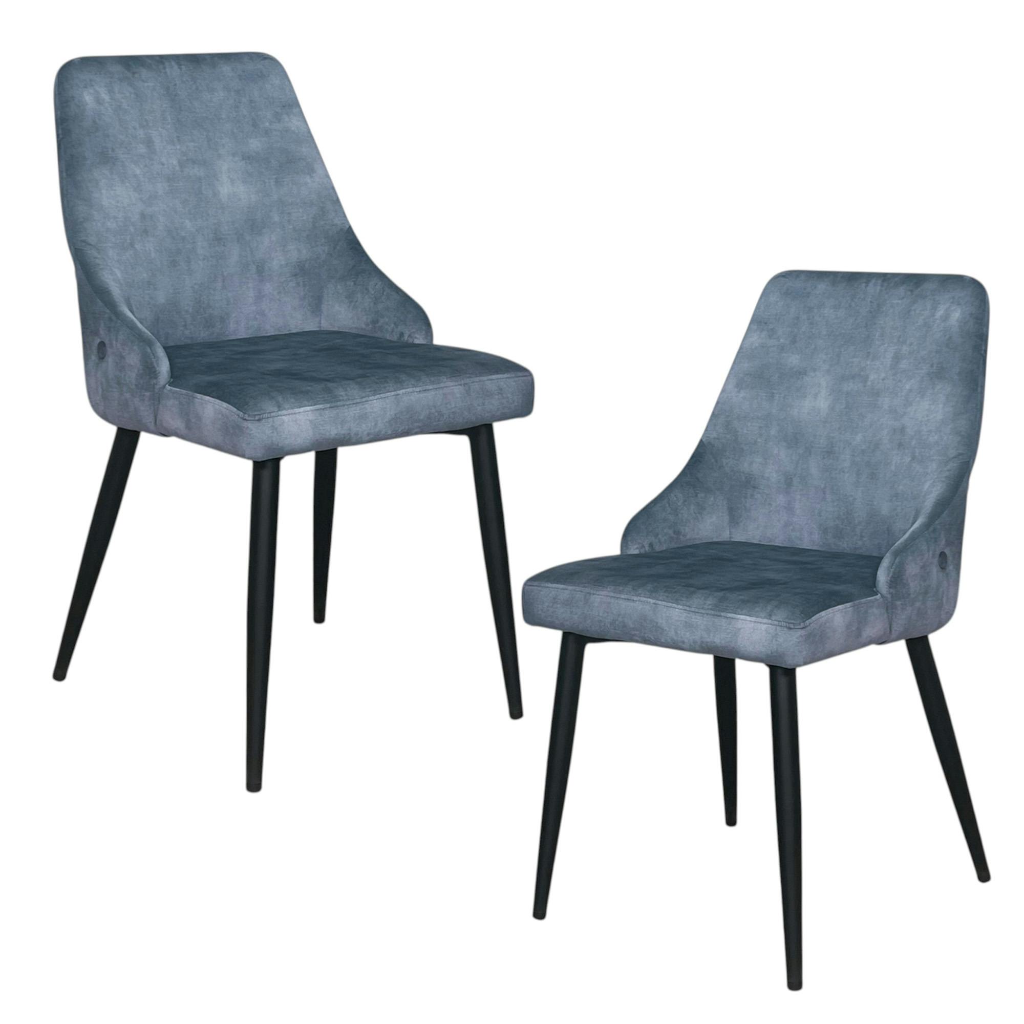 Chaise en velours bleu pétrole (lot de 2) MALMOE