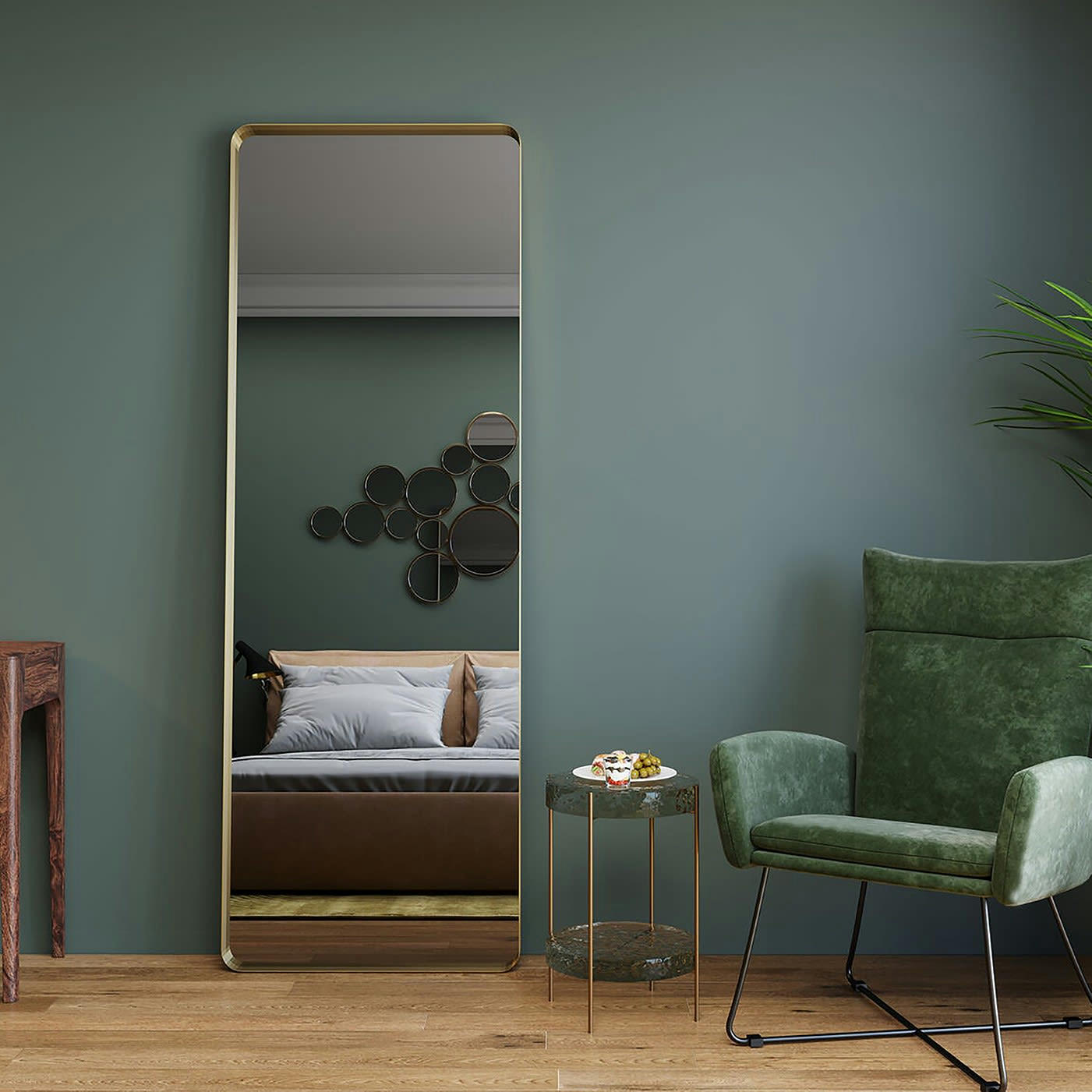 CURVE - Miroir bords arrondis en métal cuivré 200x70