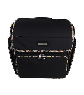Everything Mary 18 Floral on Black Collapsible Rolling Craft Bag