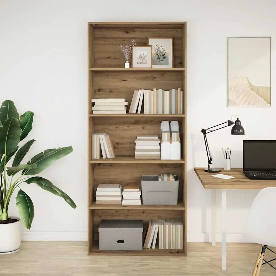 vidaXL - Boekenkast met 5 vakken voor kantoor - Artisanaal eiken - 80x30x189 cm