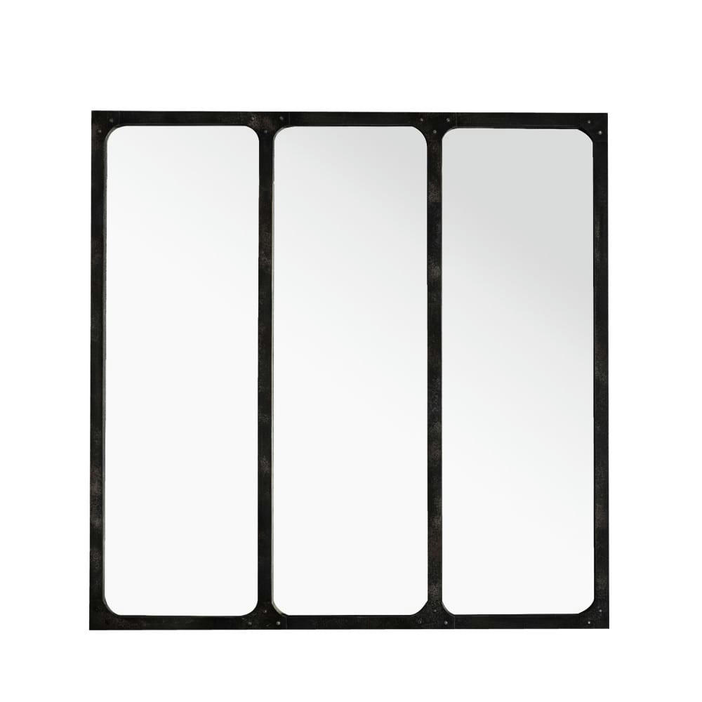 LÉA - Miroir verrière métal noir 70x70