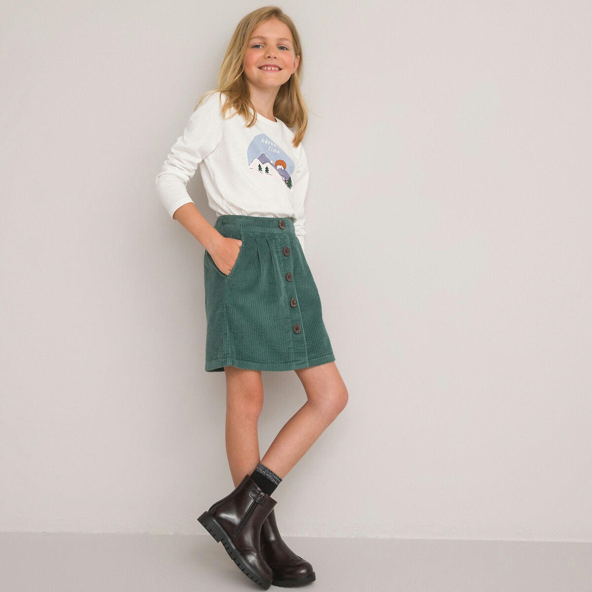T-shirt manches longues imprimé van et montagnes