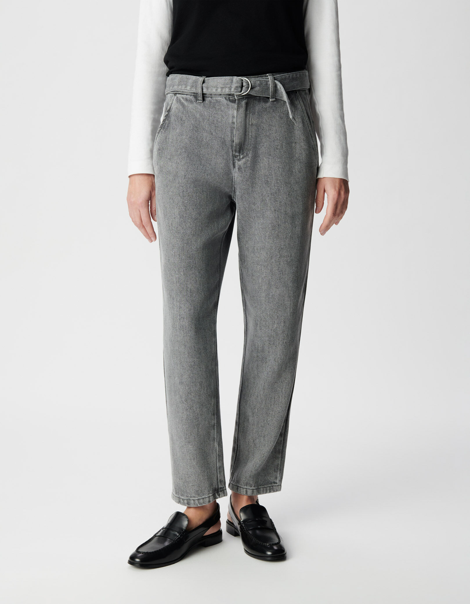 Jean baggy gris Lyocell® cropped Femme