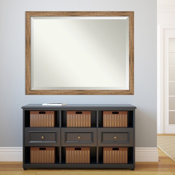 Beveled Wood Wall Mirror - Owl Brown Narrow Frame