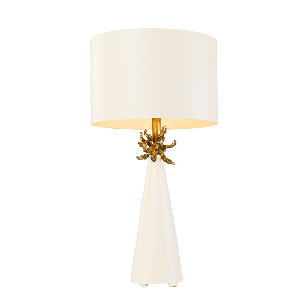 Lampa stołowabiało-złota Neo 1xE27x60W wys:76cm Flambeau