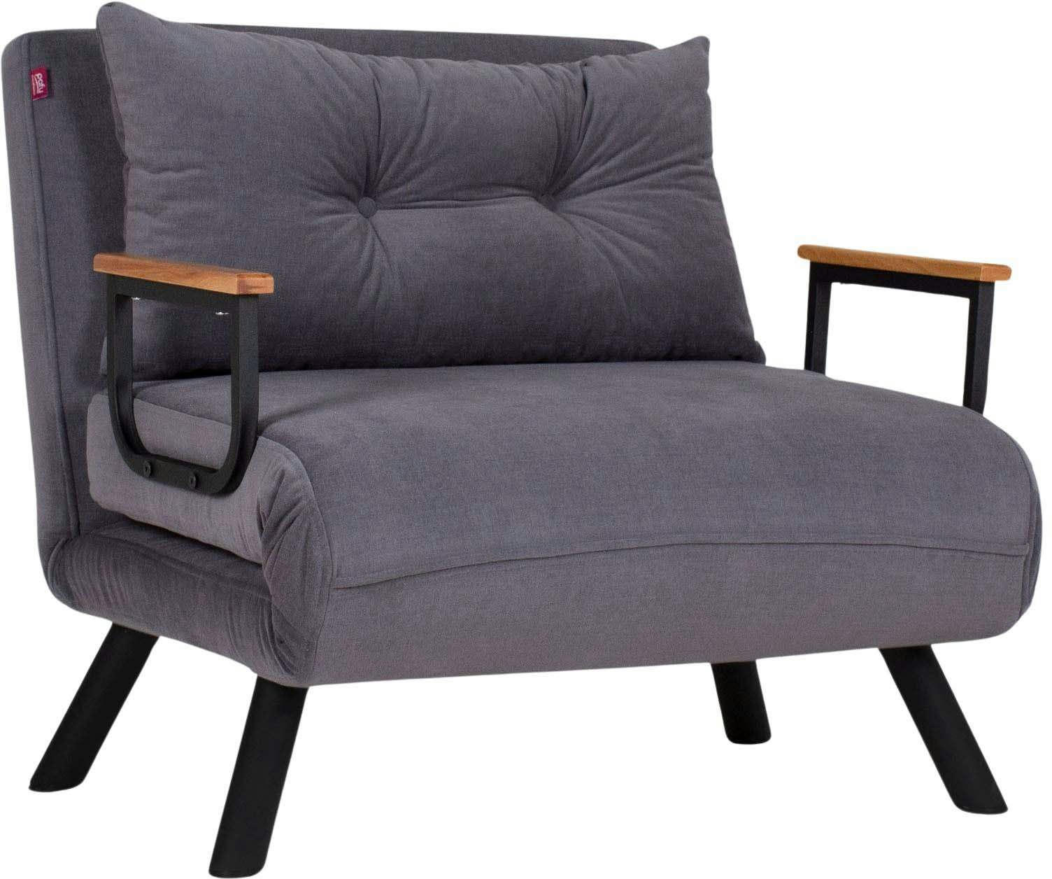 YOLANDA - Fauteuil convertible en tissu sando gris