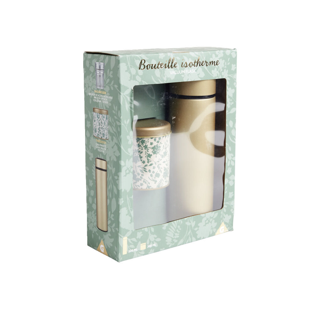 Coffret thé avec bouteille isotherme infuseur et boÎte à thé