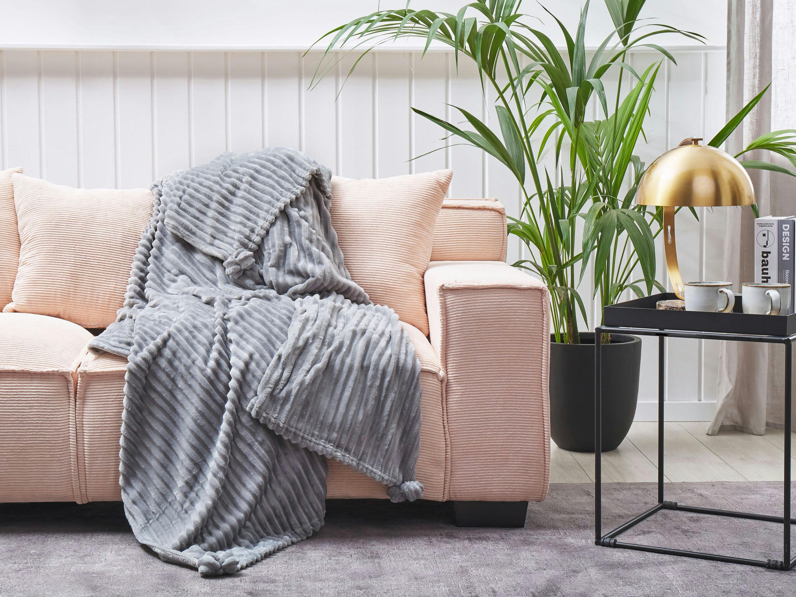 KAWERI - Couverture en polyester gris 200x150cm