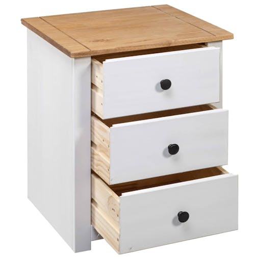 NNEVL Bedside Cabinet White 46x40x57 cm Pinewood Panama Range