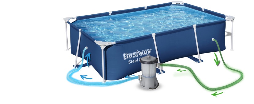 Basen ogrodowy stelażowy Bestway 259x170x61cm zestaw 15w1