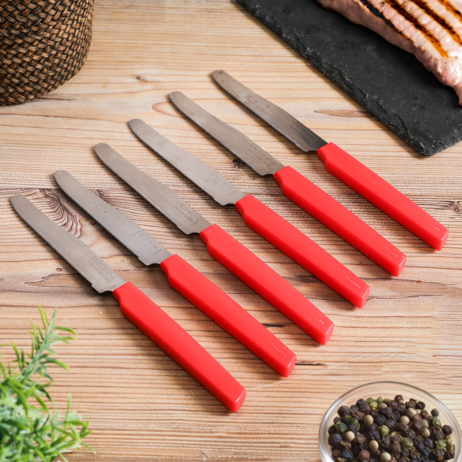 Set 6 coltelli rosso Active