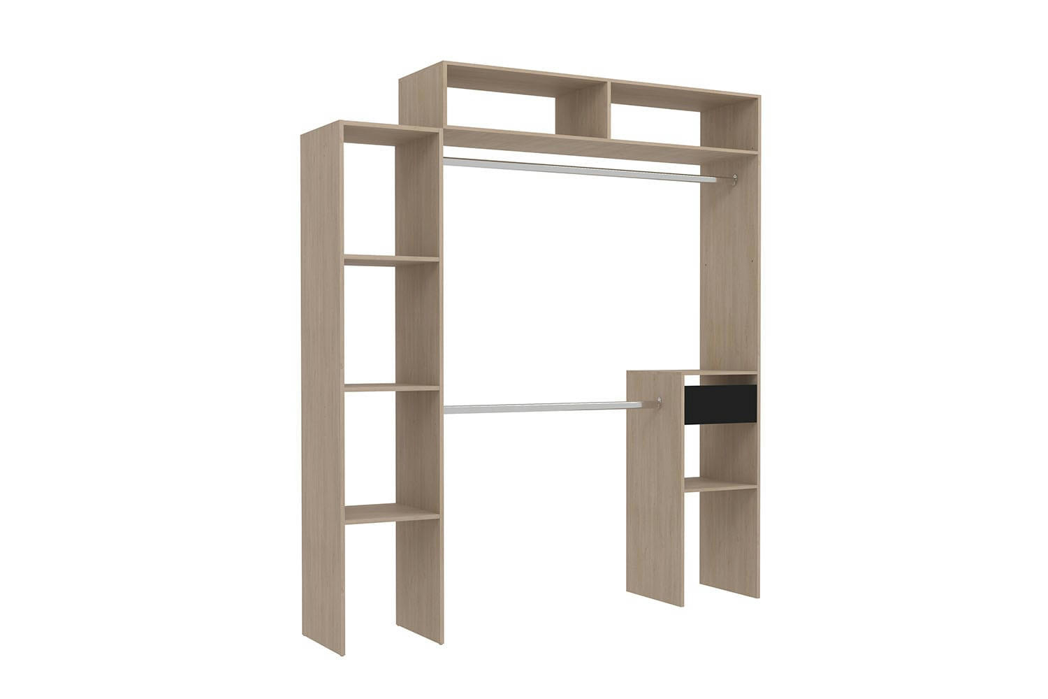 ELYSEE - Dressing bois extensible avec 2 penderies, 4 étagères et 1 tiroir