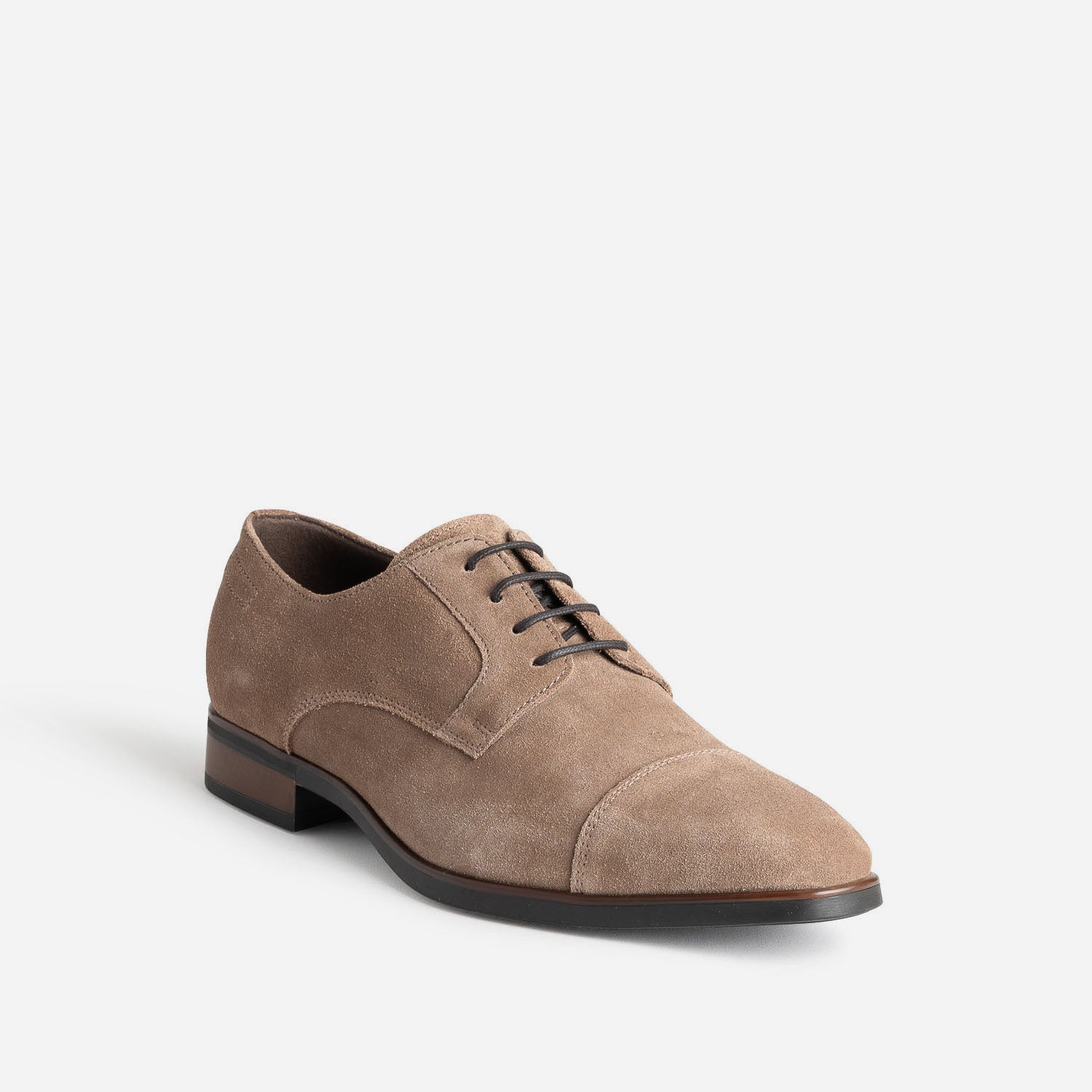 Derby taupe cuir velours