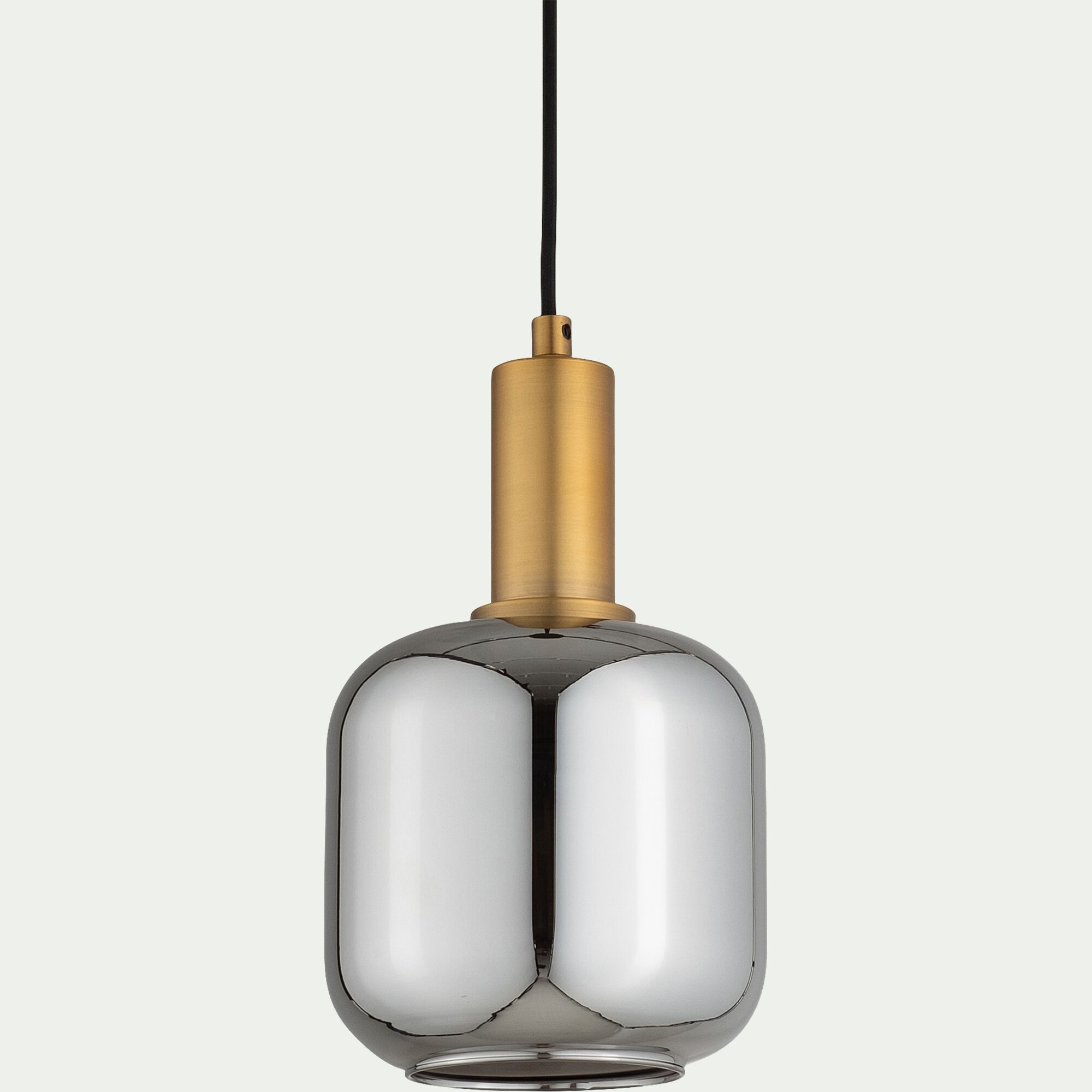 JOANET - Suspension en laiton et globe en verre fumé D16cm -doré métallisé