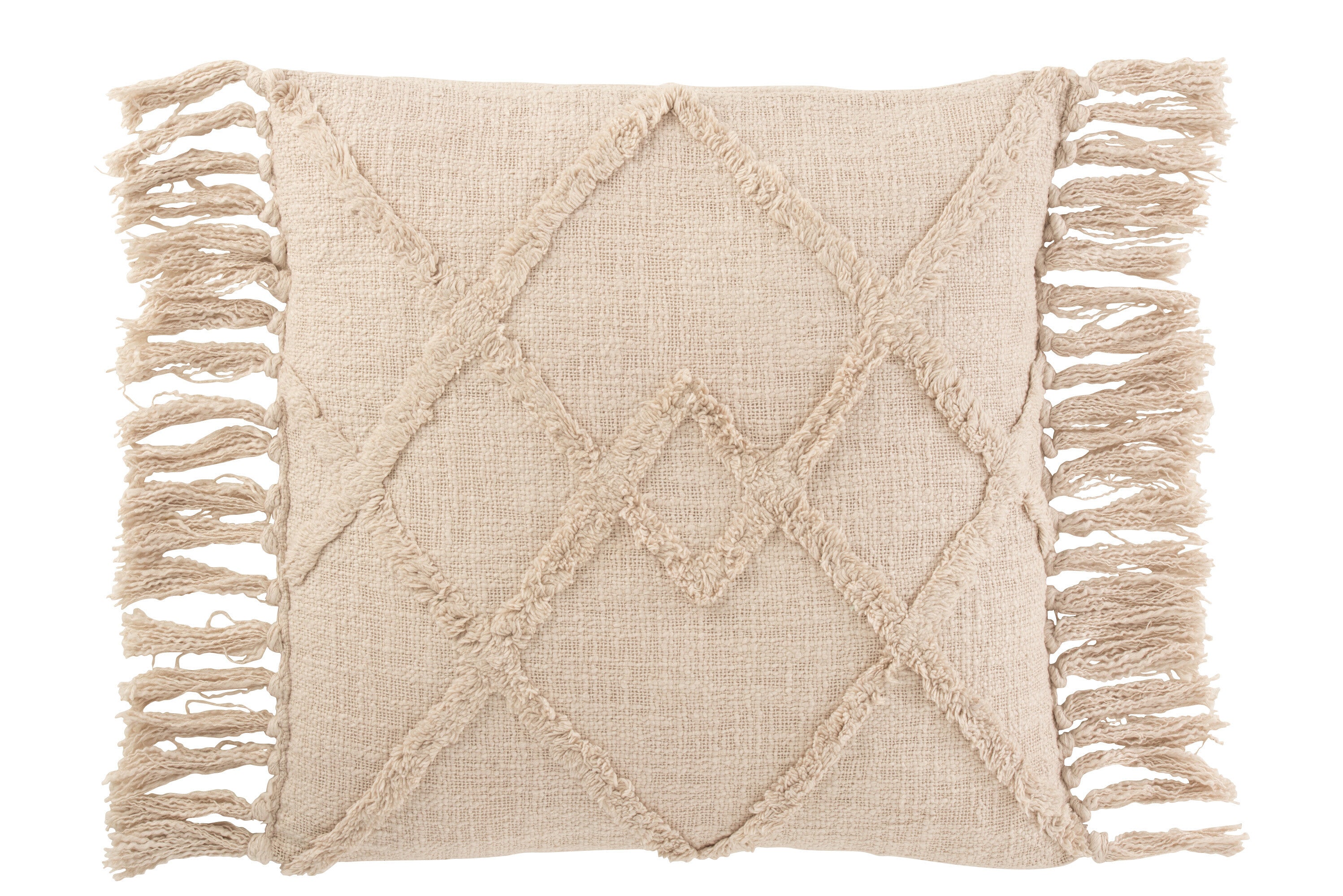 J-Line kussen Vierkant Ruit - katoen/polyester - creme