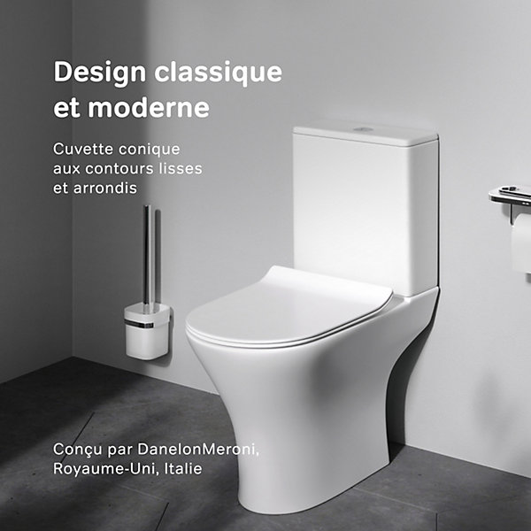 Pack WC à poser sortie horizontale sans bride, avec couvercle de siège Softclosing FlashClean CNA8600PSC Blanc AM.PM