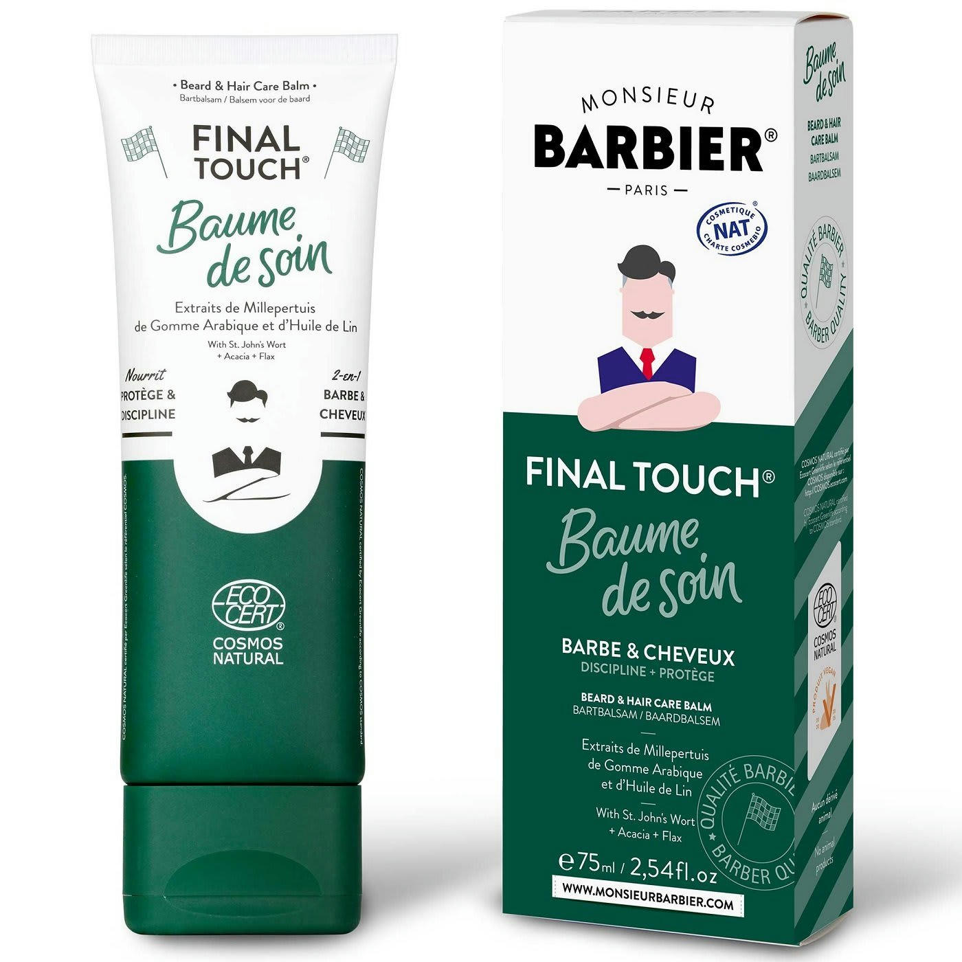- FINAL TOUCH - Baume de Soin Barbe & Cheveux Naturel pour Hommes 75mL