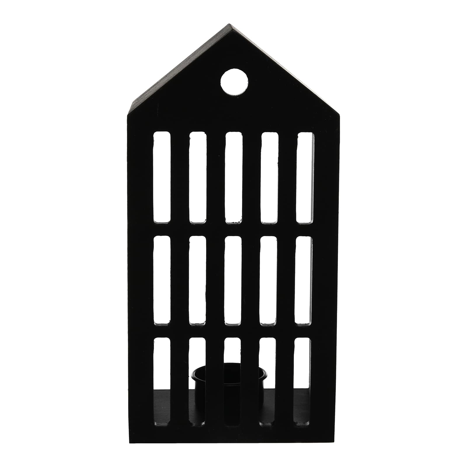 Teelichthalter Haus Schwarz,B 120 x H 230 x T 70 mm