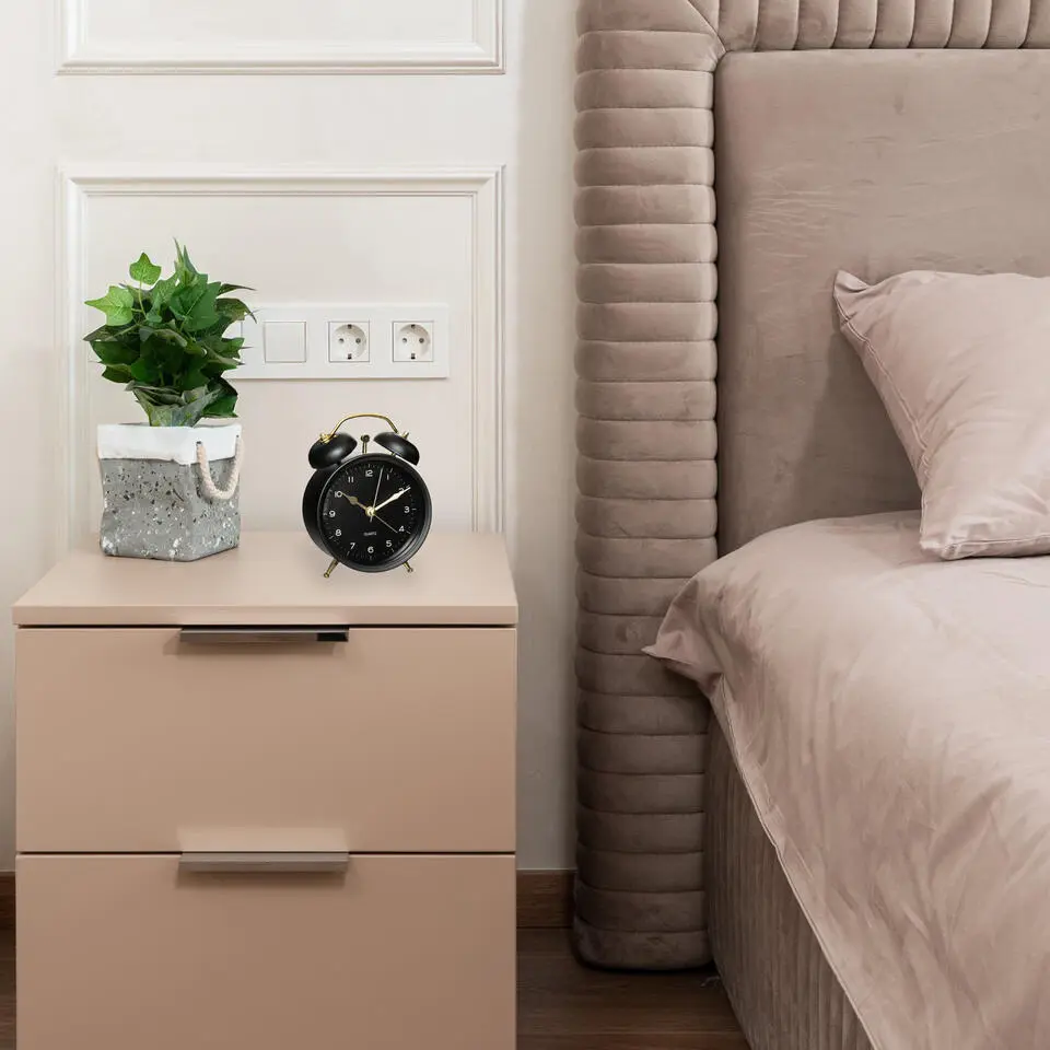 Atmosphera Tafelklok - zwart - D10 cm - rond - klassieke wekker