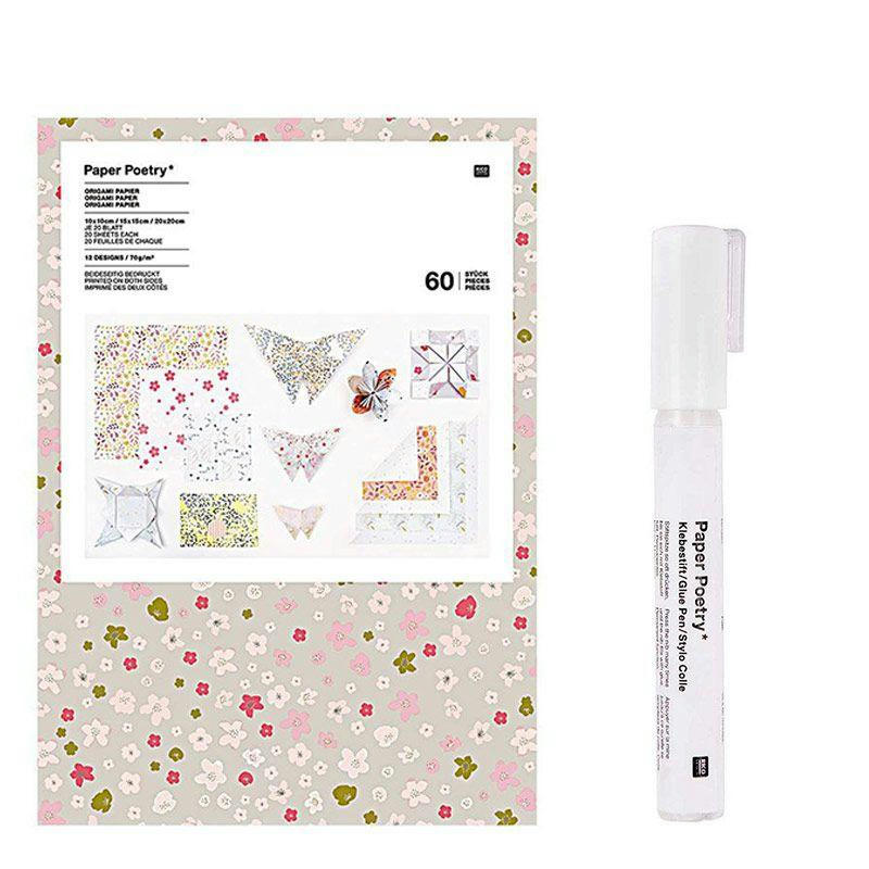 BASIC - 200 feuilles pour origami avec colle