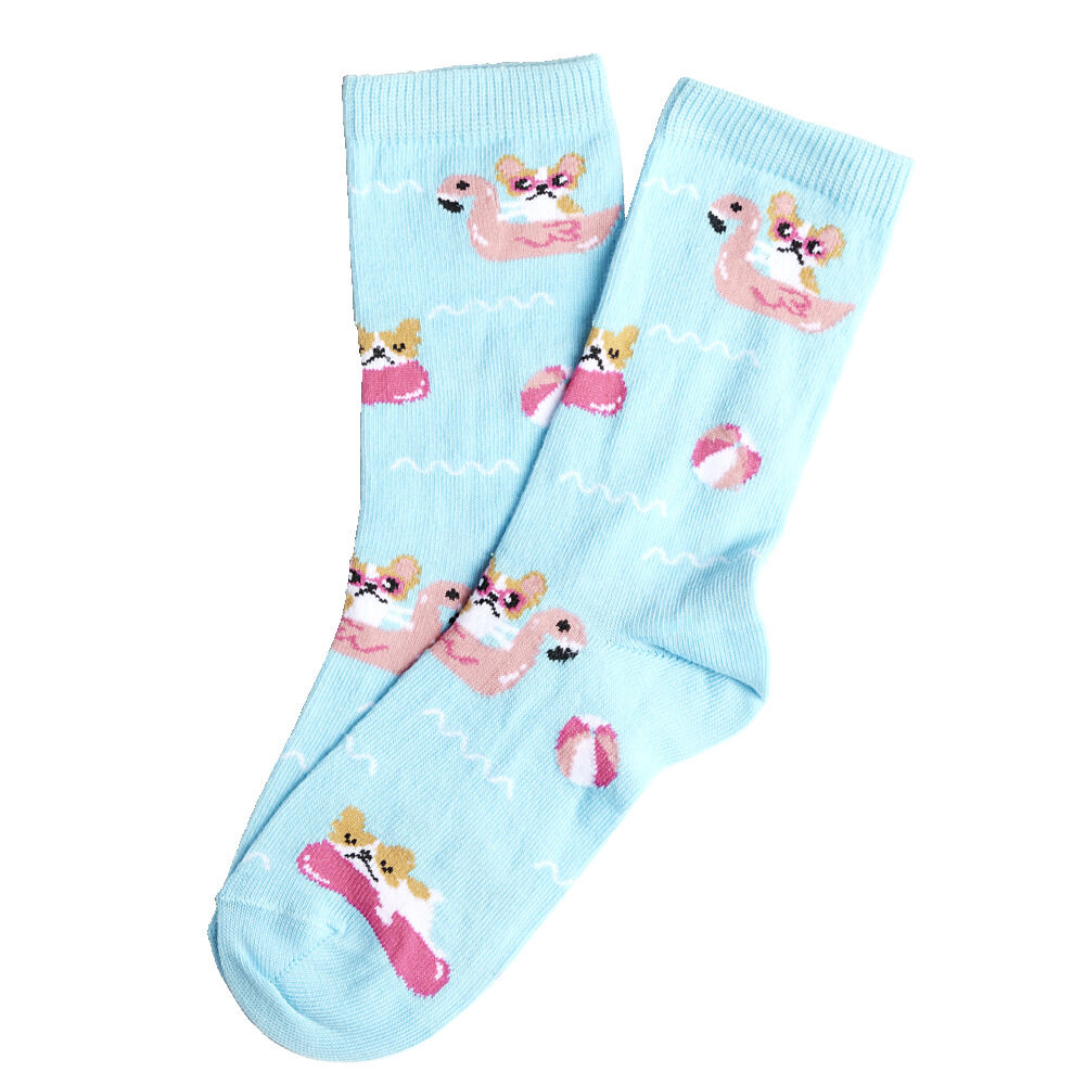 Chaussettes fille bleues motifs animaux piscine T26/35