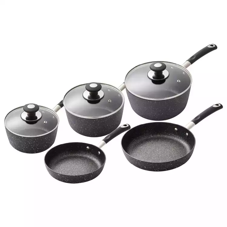 Tower Precision 5 Piece Aluminium Pan Set - Black