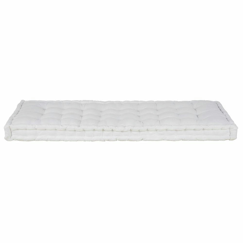 - Matelas de sol en coton recyclé capitonné écru 70x190