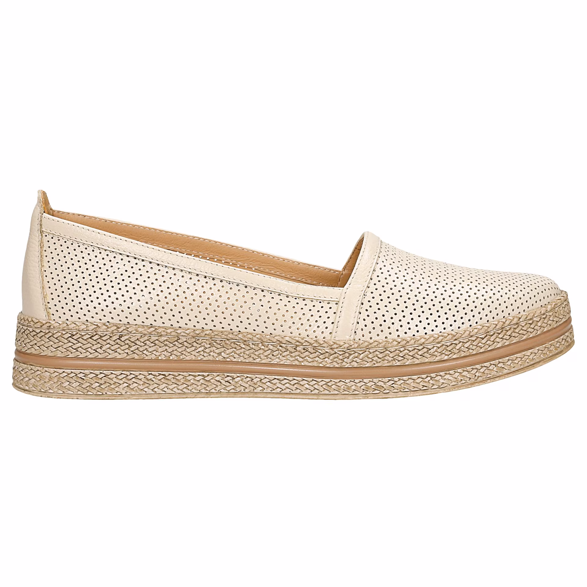Beżowe ażurowe półbuty w stylu espadryli