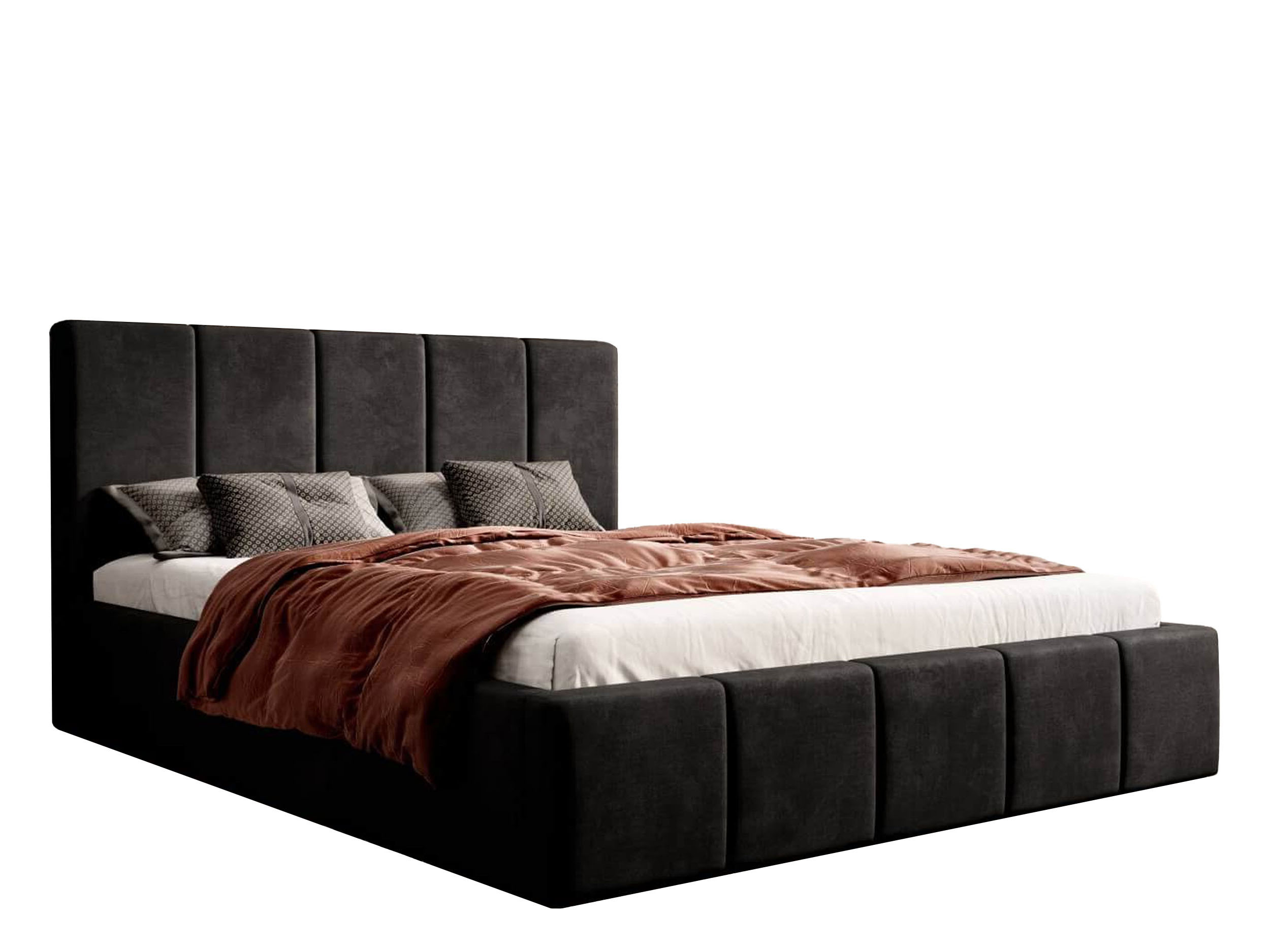 Łóżko tapicerowane z pojemnikiem SFG0114P | 140x200 | Welur | Czarny