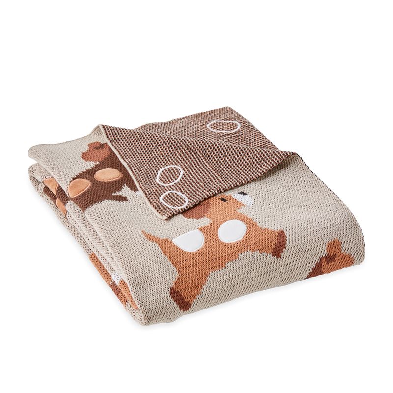 Puppy Love Natural Applique Knitted Throw