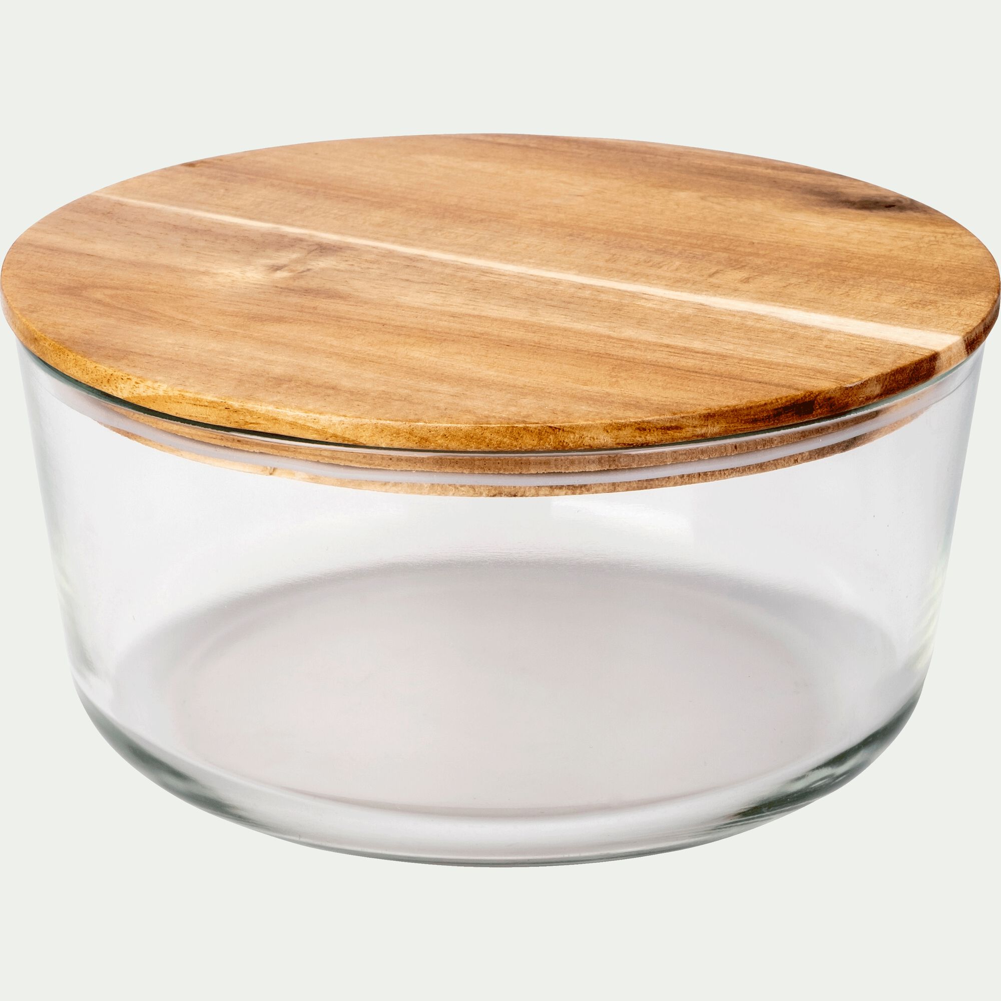 SAPAN - Boîte ronde en verre avec couvercle en bois D18,6cm