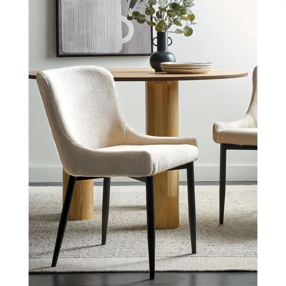 EVERLY - Eetkamerstoel set van 2 - Beige - Polyester