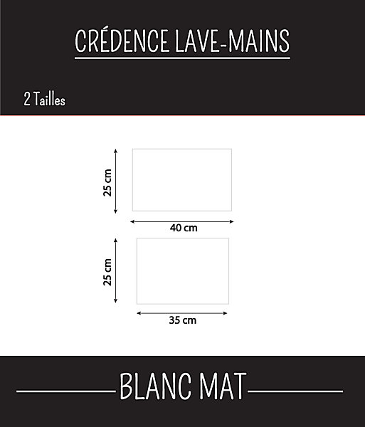 Crédence adhésive Lave-mains BLANC MAT 40 cm x 25 cm Ma Nouvelle Déco