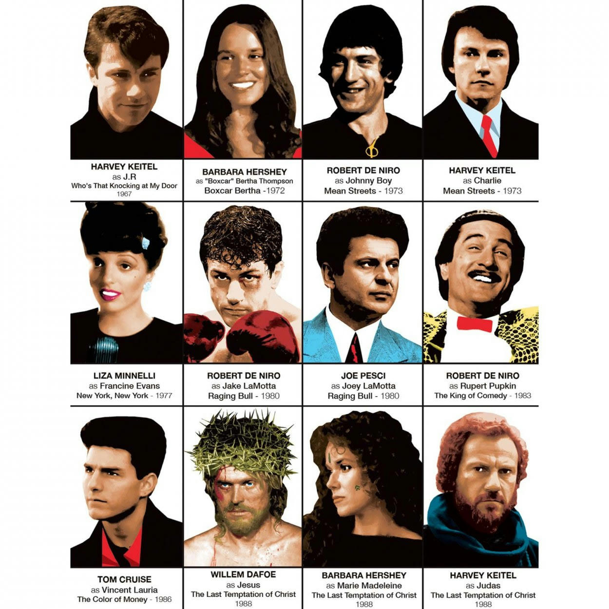 OLIVIER BOURDEREAU - MARTIN SCORSESE CHARACTERS - Affiche d'art 50 x 70 cm