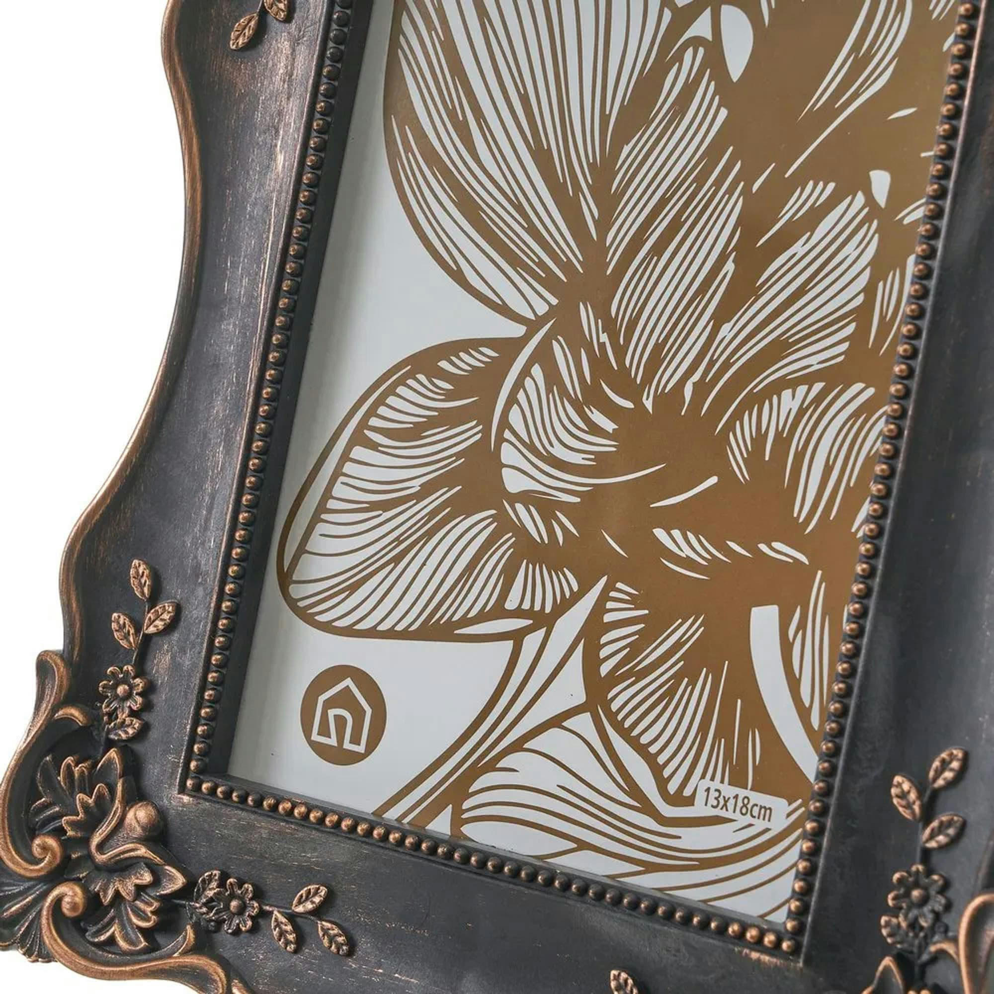 - Cadre photo classique en polypropylène noir et bronze 13x18cm