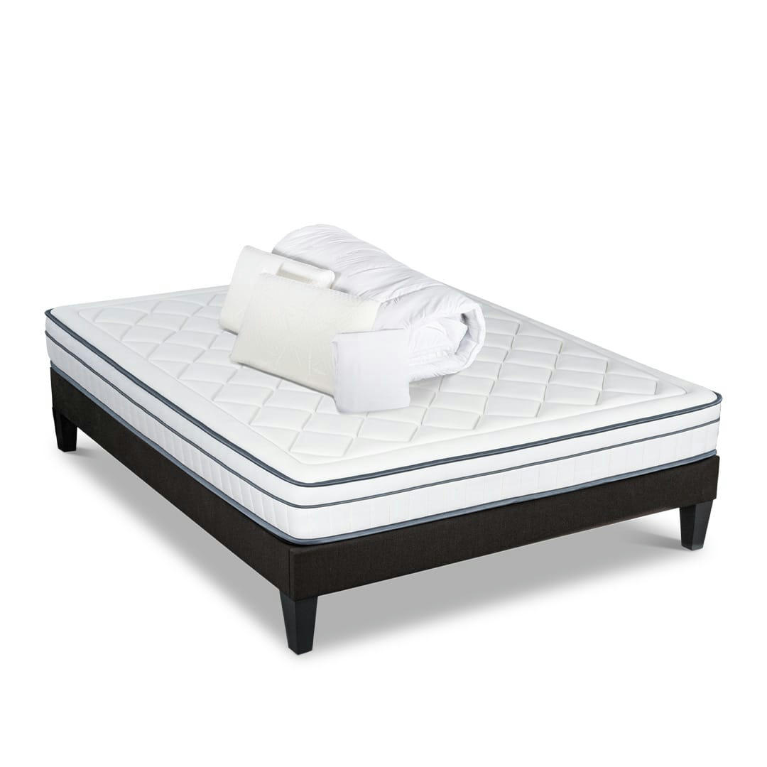 BARTOLDI - Ensemble  140x190  Matelas Ressorts + Sommier + Accessoires