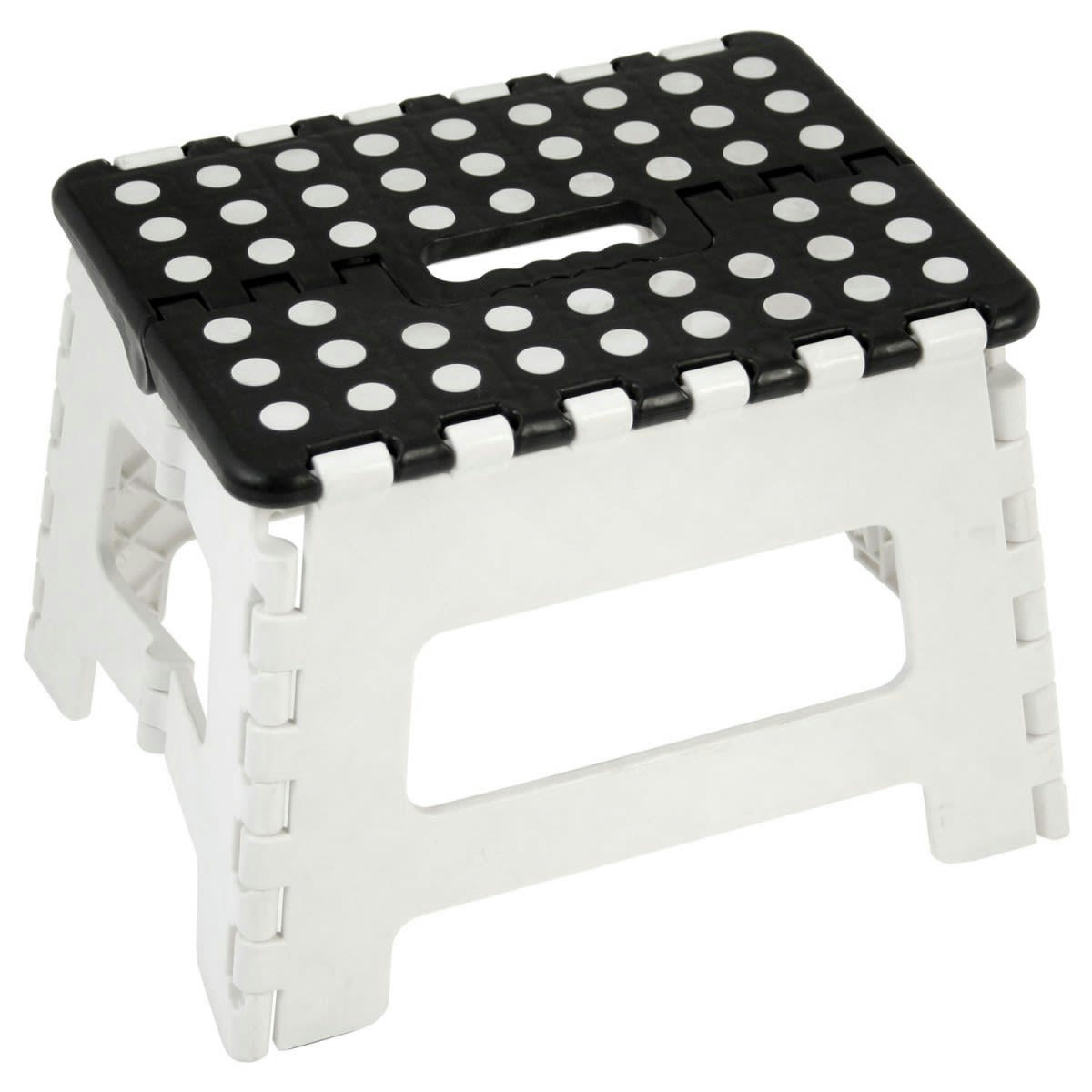 - Escabeau marchepied pliable plastique blanc et noir H22cm