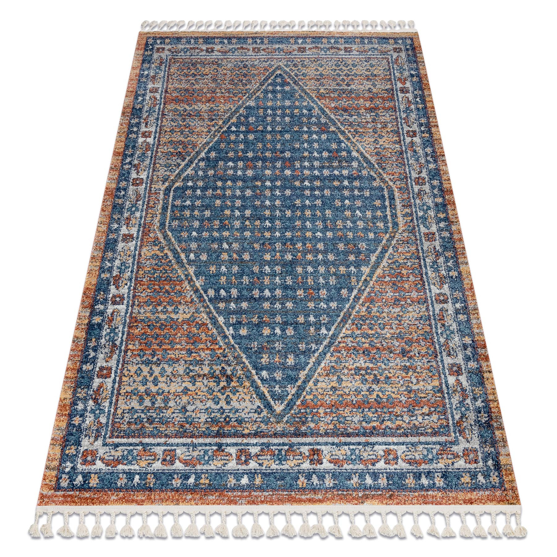Dywan nowoczesny BELLE BG58A granat / beż Frędzle120x170 cm